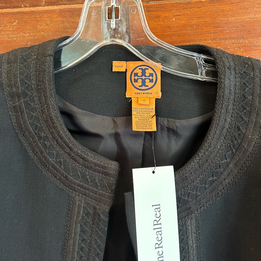 Tory Burch Black Embroidered Collar Jacket